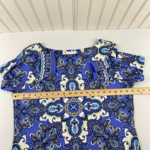 Charter Club Blue and White Paisley Blouse - Picture 7 of 11